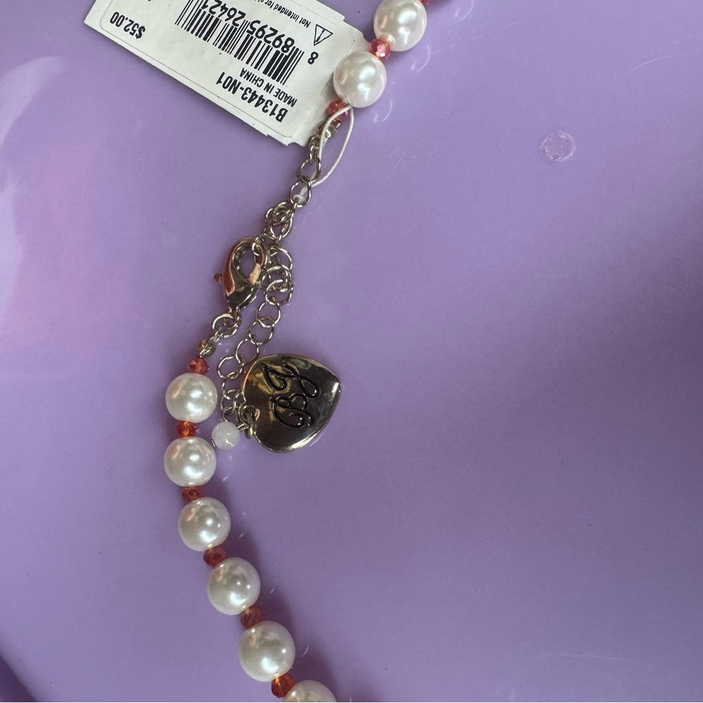 Betsey Johnson Multicolor Cat and Faux Pearl Necklace with Pink - Picture 8 of 13